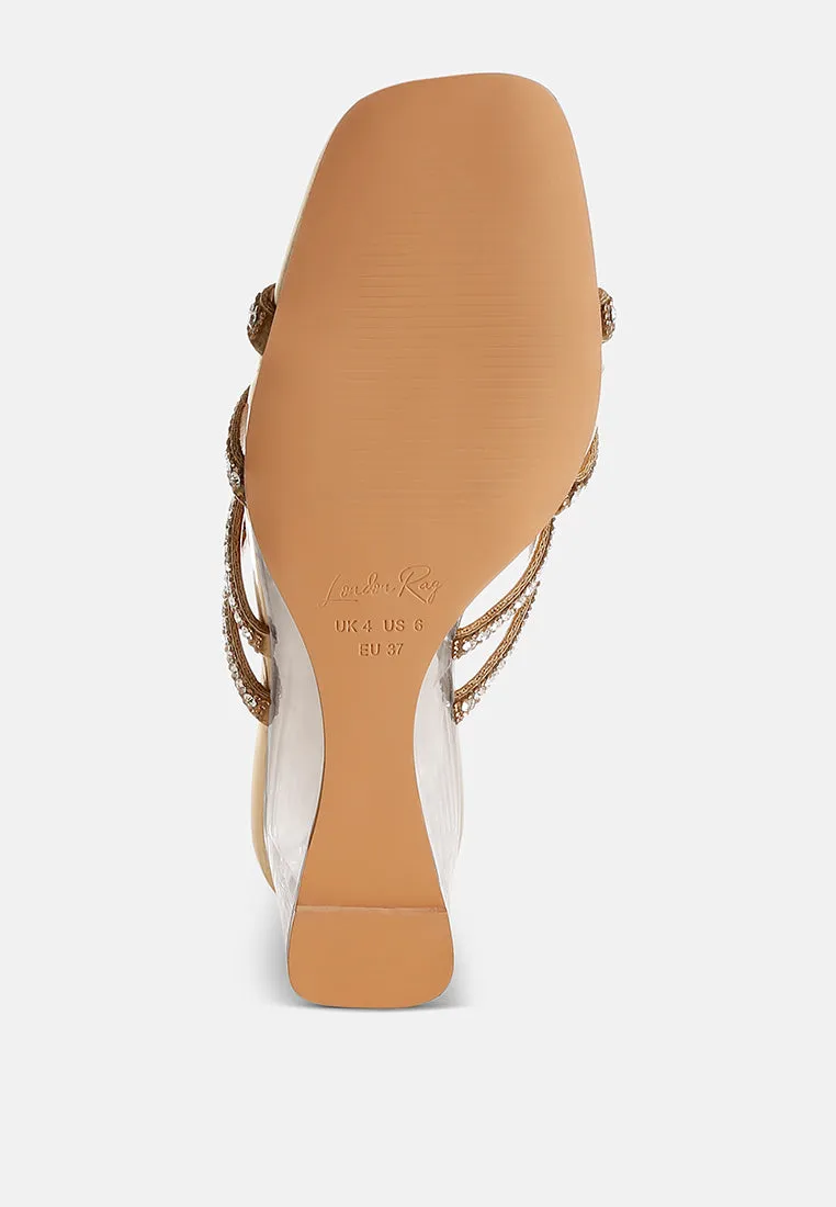 Metallic Rhinestone Clear Wedge Sandals By RUW