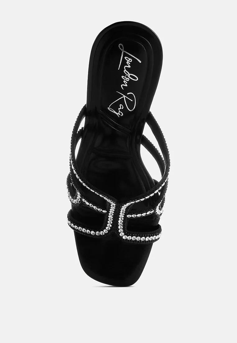 Metallic Rhinestone Clear Wedge Sandals By RUW