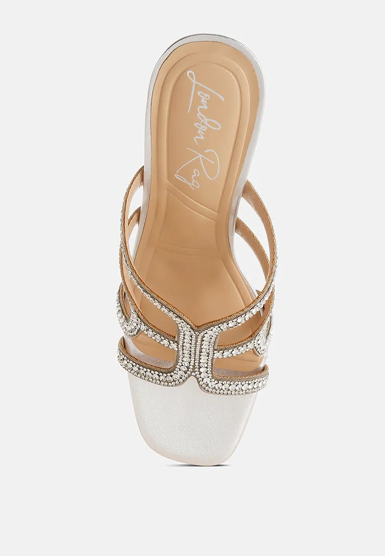 Metallic Rhinestone Clear Wedge Sandals By RUW