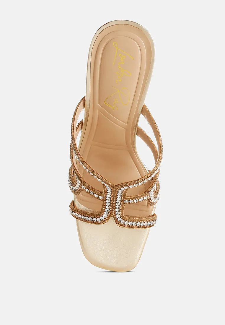 Metallic Rhinestone Clear Wedge Sandals By RUW