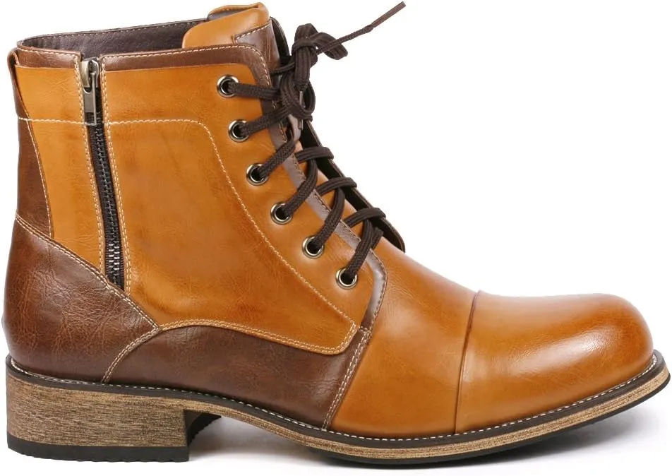 Metrocharm MC003 Men's Lace Up Cap Toe Formal Dress Casual Fashion Boots