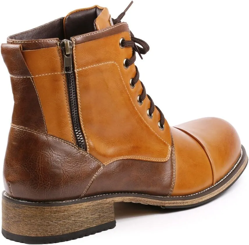 Metrocharm MC003 Men's Lace Up Cap Toe Formal Dress Casual Fashion Boots