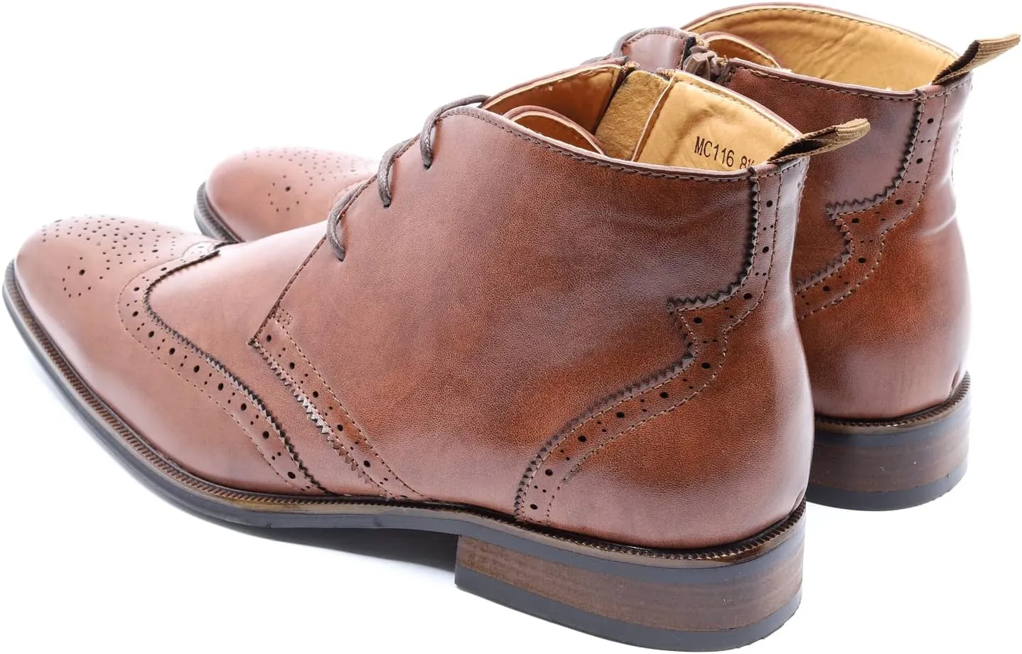 Metrocharm MC116 Men's Lace Up Perforated Wing Tip Formal Dress Ankle Boots