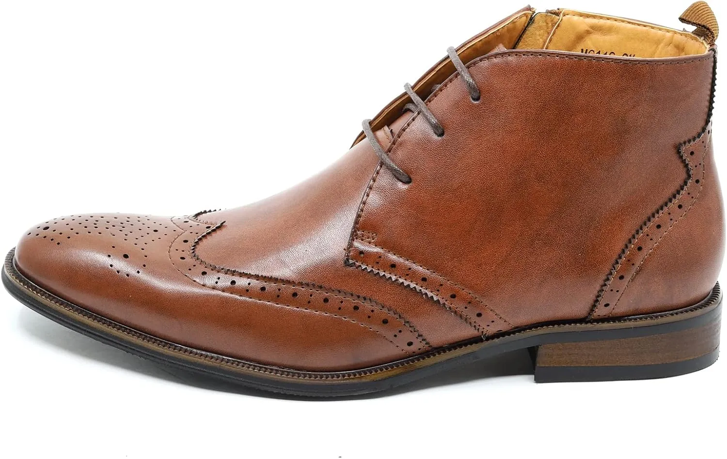 Metrocharm MC116 Men's Lace Up Perforated Wing Tip Formal Dress Ankle Boots