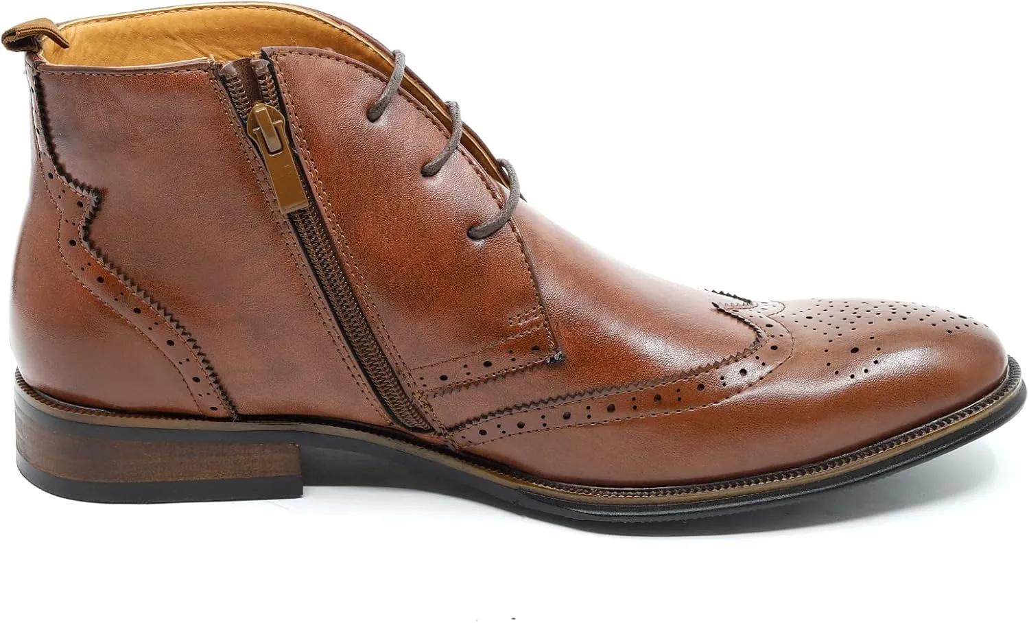 Metrocharm MC116 Men's Lace Up Perforated Wing Tip Formal Dress Ankle Boots