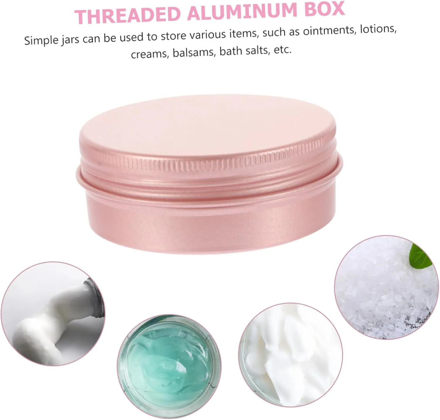 Mikinona 60ml Aluminum Cream Boxes Rose Gold Makeup Sub Container Sealed Storage Sub Box for Creams and Lipsticks