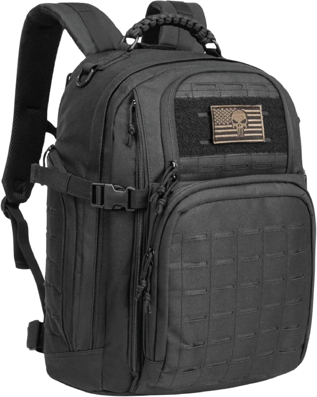 Military Tactical Backpack 40L for Men, Hiking Camping Molle EDC Daypack Army Assault Pack Lightweight Work Backpack with Water Bladder Compartment, Black