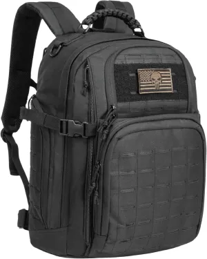 Military Tactical Backpack 40L for Men, Hiking Camping Molle EDC Daypack Army Assault Pack Lightweight Work Backpack with Water Bladder Compartment, Black