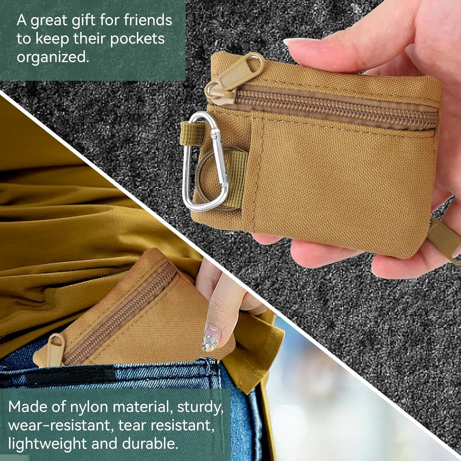 Mini Size EDC Utility Pouch Bags First Aid Pouch Organizer Storage Pouch Waist Pack with Carabiner