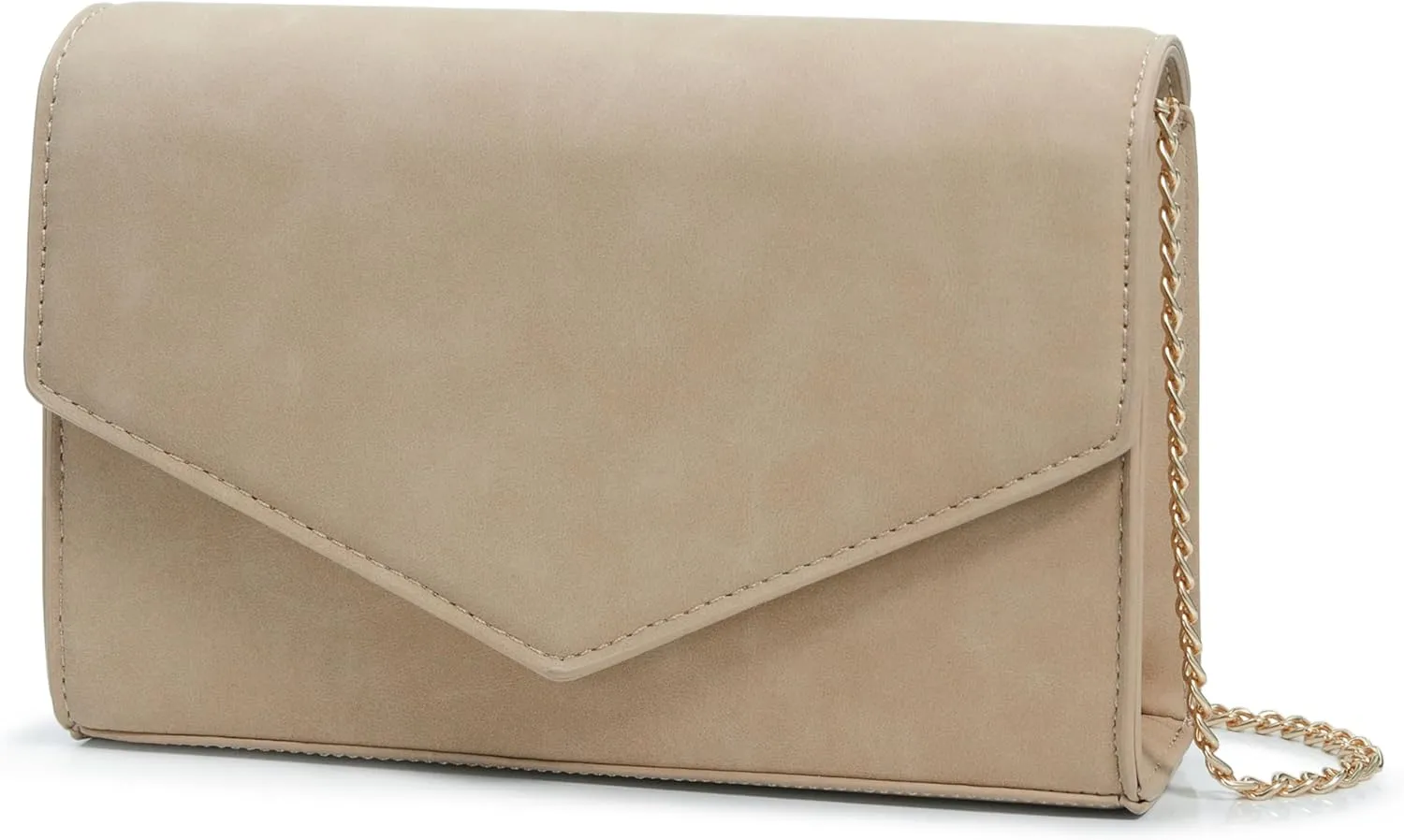 Minimalist Evening Envelope Clutch Chain Shoulder Bag Women Faux Leather Suede Purse (Black)