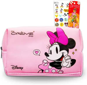 Minnie Mouse Cosmetic Bag Set - Bundle with The Crème Shop x Minnie Mouse Cosmetic Bag for Makeup, Travel Size Toiletries Plus Stickers, More | Minnie Mouse Travel Bag for Girls, Women