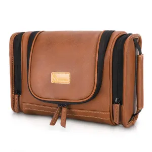 MIRASON Hanging Toiletry Bag for Men Dopp Kit Waterproof Travel Organizer Bag with Sturdy Metal Hook and Handle for Bathroom Shower Cosmetics Camping Brushes Shaving (Brown)