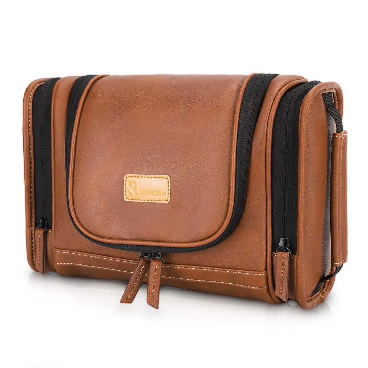 MIRASON Hanging Toiletry Bag for Men Dopp Kit Waterproof Travel Organizer Bag with Sturdy Metal Hook and Handle for Bathroom Shower Cosmetics Camping Brushes Shaving (Brown)