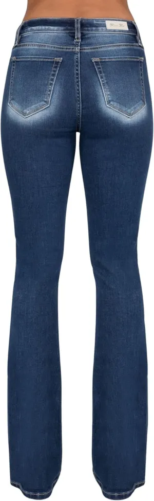 Miss Me Women's Falling Flowers Mid-Rise Bootcut Jeans