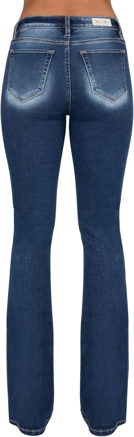 Miss Me Women's Falling Flowers Mid-Rise Bootcut Jeans