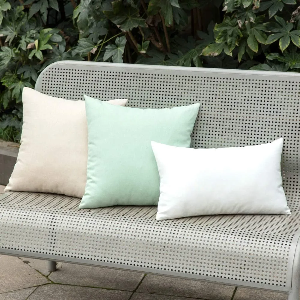 MIULEE Pack of 2 Decorative Outdoor Solid Waterproof Throw Pillow Covers Faux Linen Garden Farmhouse Cushion Cases for Patio Tent Balcony Couch Sofa 18x18 inch Beige