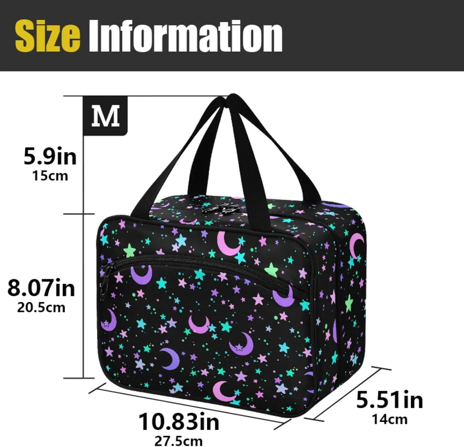 MNSRUU Hanging Toiletry Bags for Women Travel, Crescents and Stars Toiletry Organizer Portable Travel Toiletry Bags Clear Wash Bags Makeup Bag Cosmetic Bag
