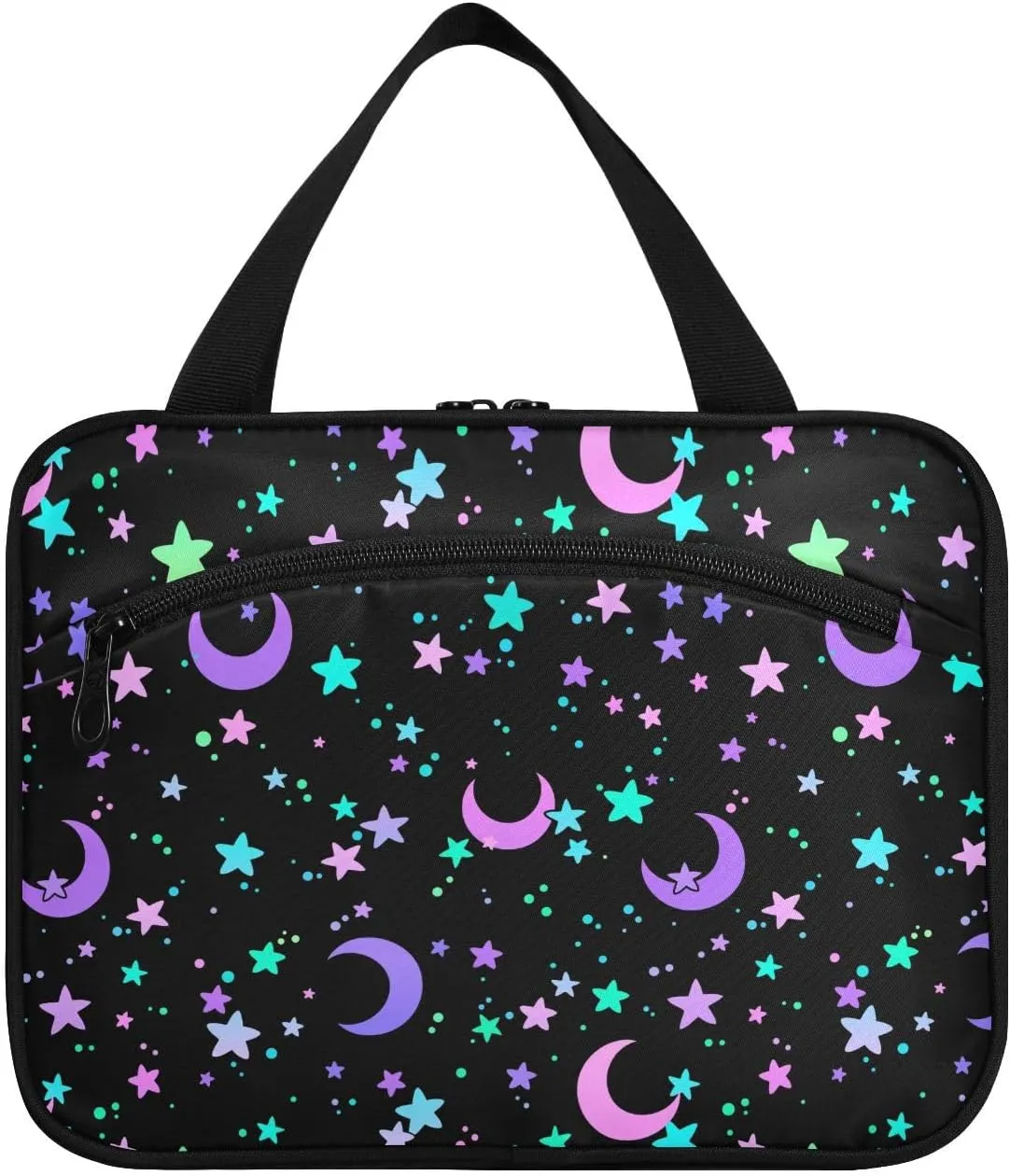 MNSRUU Hanging Toiletry Bags for Women Travel, Crescents and Stars Toiletry Organizer Portable Travel Toiletry Bags Clear Wash Bags Makeup Bag Cosmetic Bag
