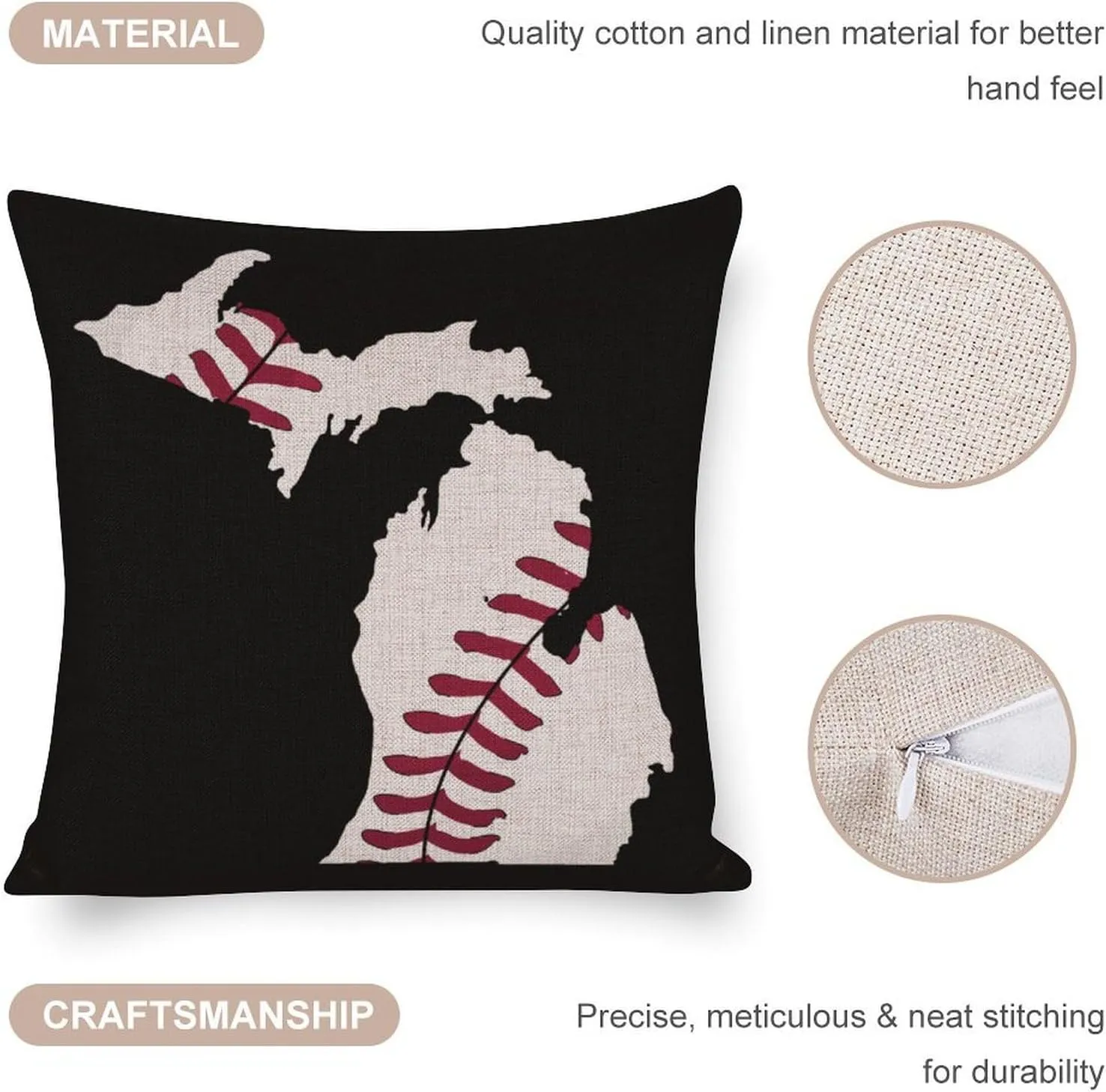 Mochigan Map Baseball Cotton Linen Throw Pillow Covers Square Cushion Case Decorations Pillowcase for Sofa Couch Home