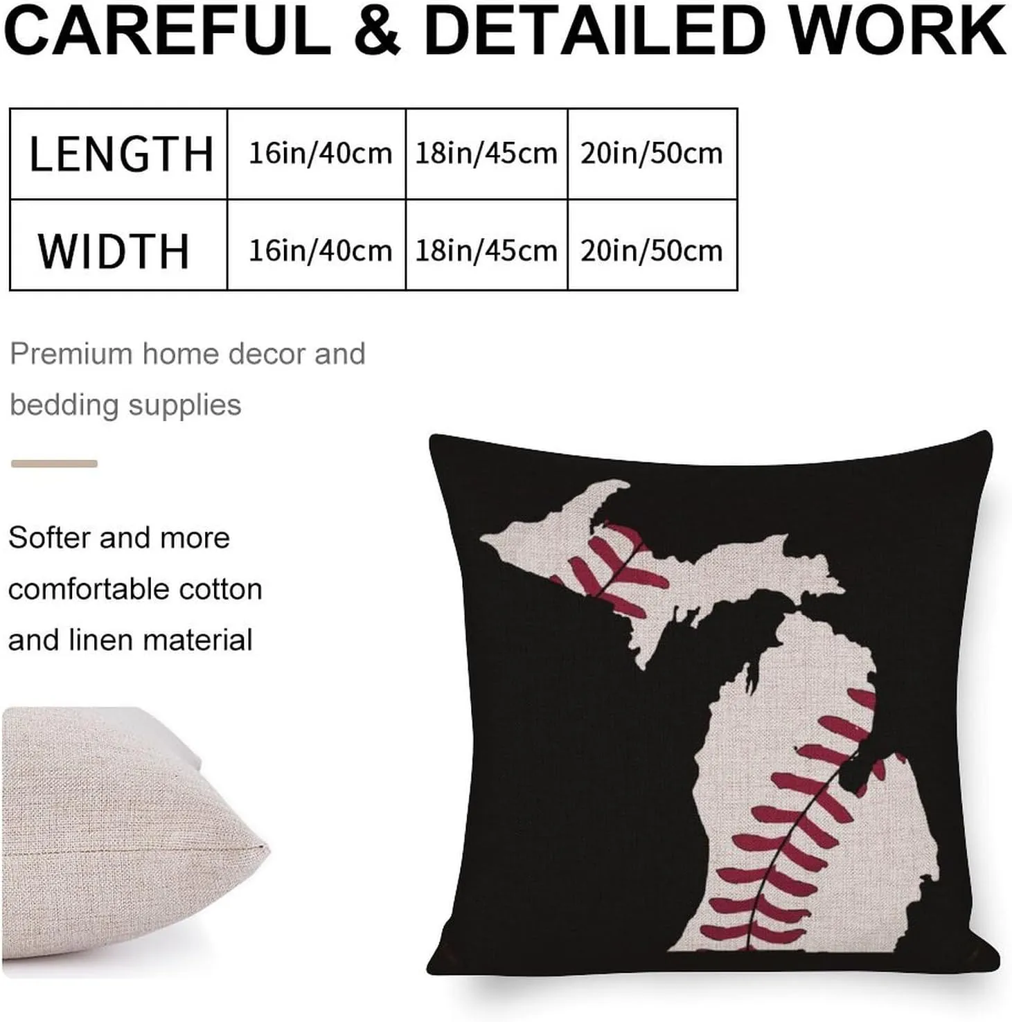 Mochigan Map Baseball Cotton Linen Throw Pillow Covers Square Cushion Case Decorations Pillowcase for Sofa Couch Home