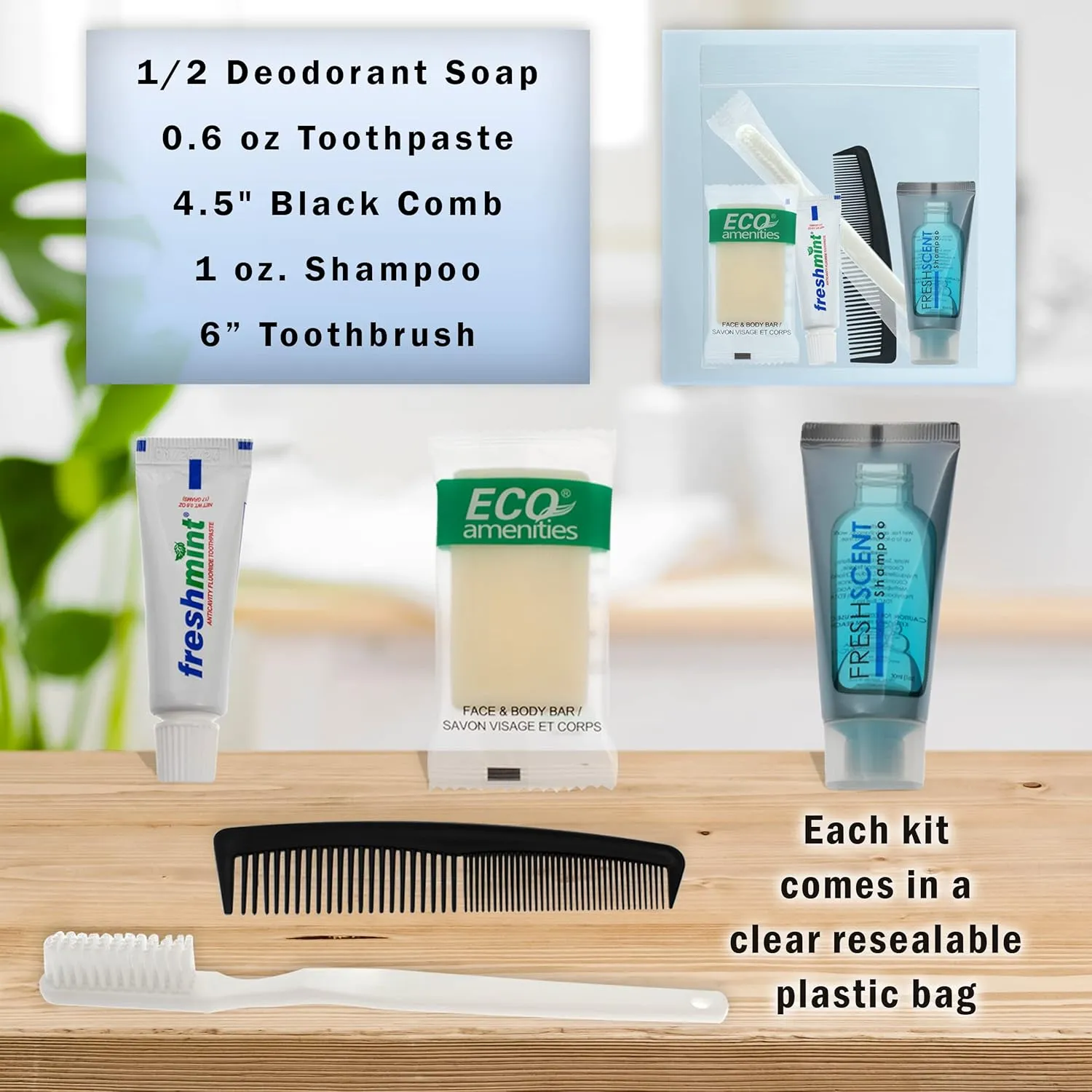 Moda West 24 Kits - Bulk Case of Wholesale Basic Toiletry Kits for Men, Women, Travel, Charity