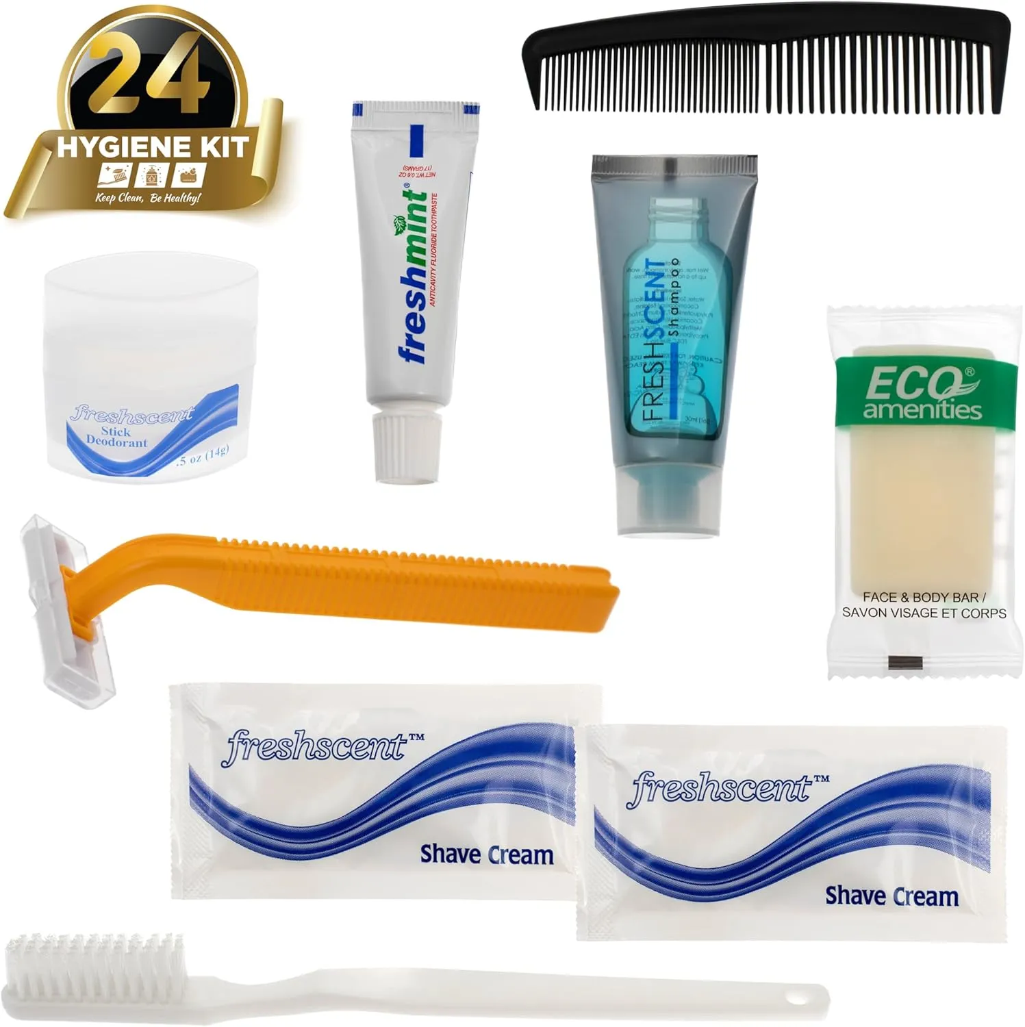 Moda West 24 Kits - Bulk Case of Wholesale Deluxe Toiletries for Men, Women, Travel, Charity