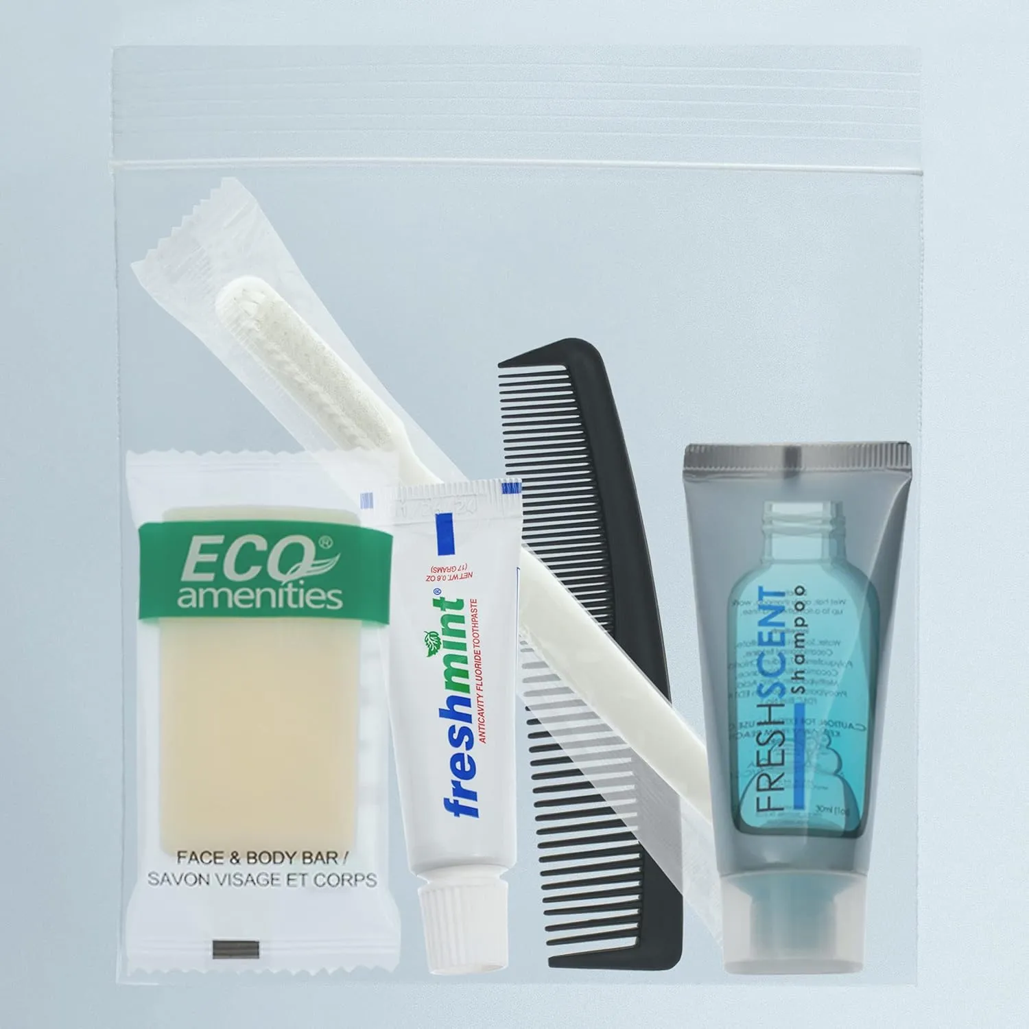Moda West 96 Kits - Bulk Case of Wholesale Basic Toiletry Kits for Men, Women, Travel, Charity