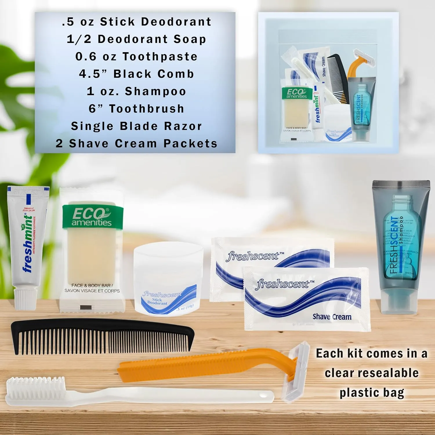 Moda West 96 Kits - Bulk Case of Wholesale Deluxe Toiletries for Men, Women, Travel, Charity