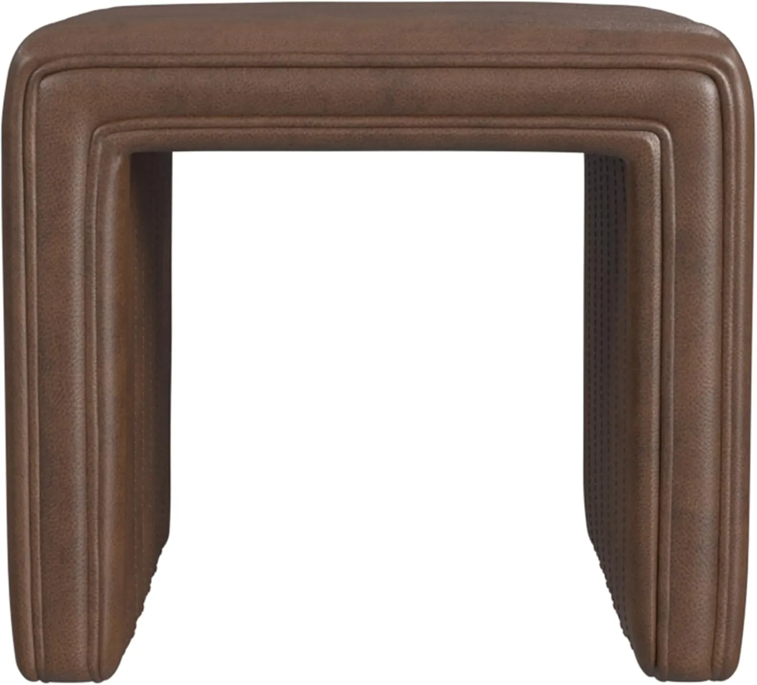 Modern Channel Tufted Faux Leather Ottoman Home Décor|Ottoman for Living Room & Bedroom - Brown Faux Leather
