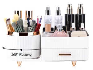 Molutsody Makeup Organizer for Vanity, Cosmetic Display Case with Drawers, Fits Makeup, Skincare Products, Brushes, Lipsticks, and Other Accessories, Versatile Storage Solution (White)