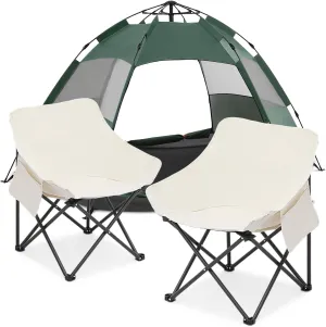 MoNiBloom Camping Chair Set of 2 Compact Backpacking Folding Portable Lawn Chair and 1-2 Person Camping Tent Dome Tents Family Camping Portable Instant Tent for Camping Hiking