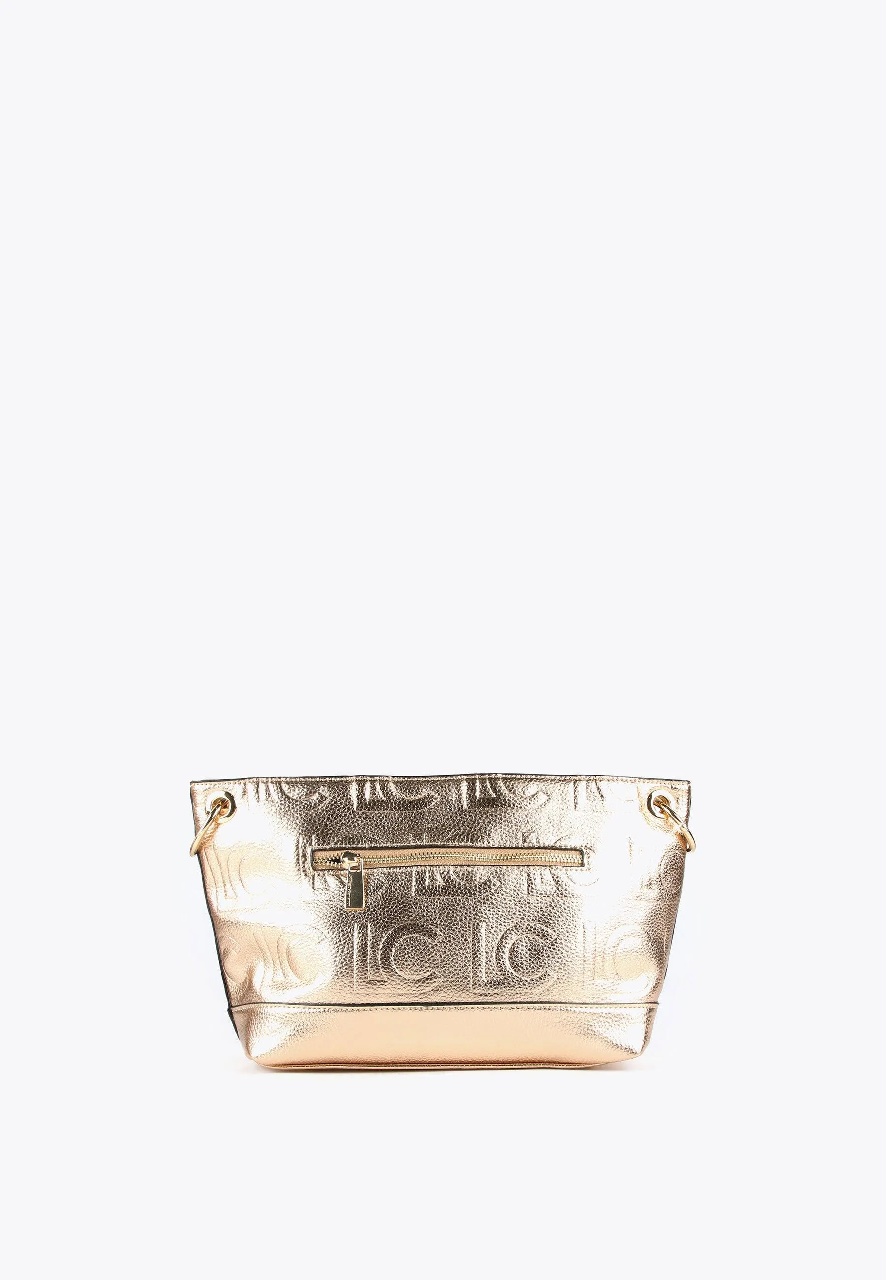 Monogrammed metallic crossbody bag