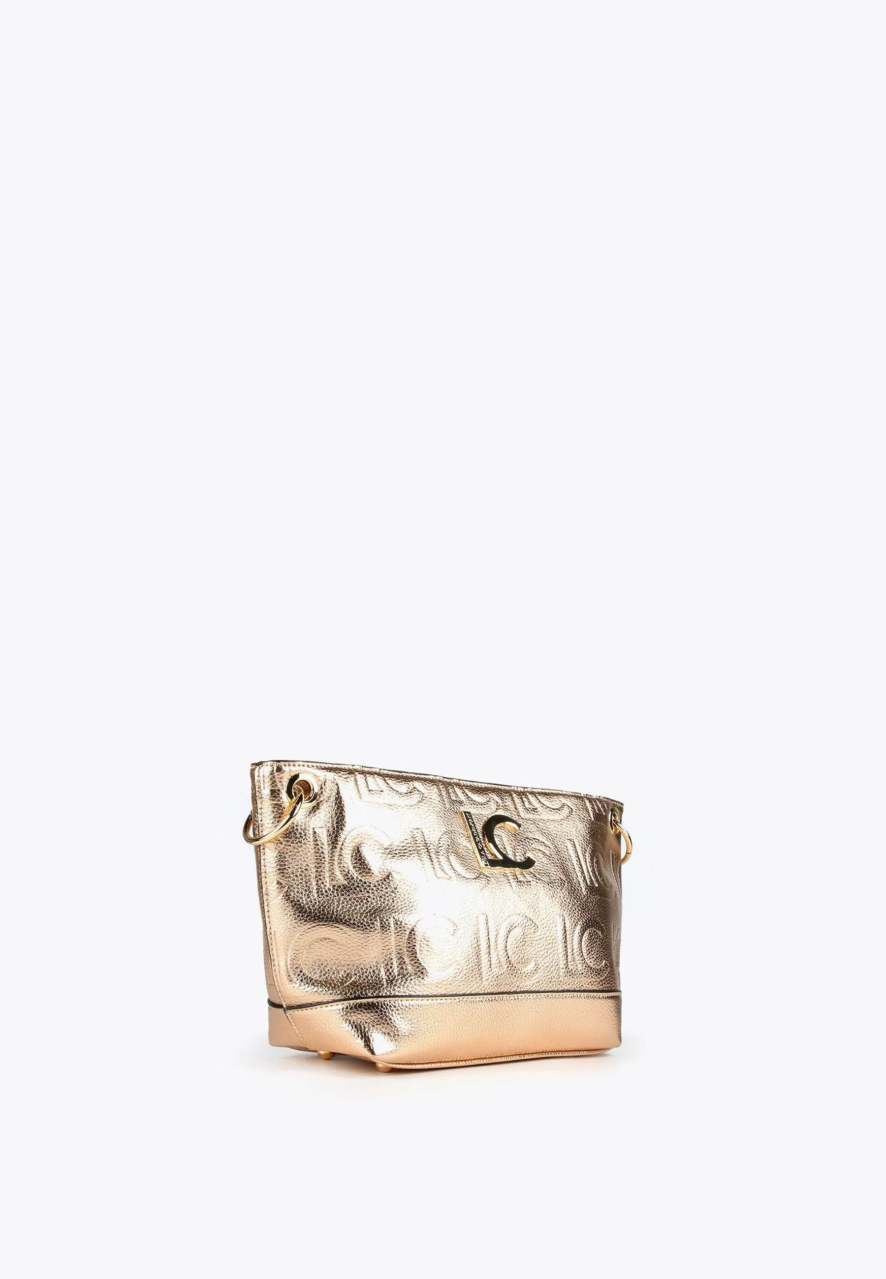 Monogrammed metallic crossbody bag