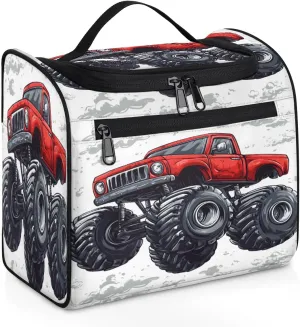 Monster Truck Travel Toiletry Bag for Women Large Capacity Wide-open Makeup Organizer Cosmetic Travel Bags for Toiletries, Cartoon Car