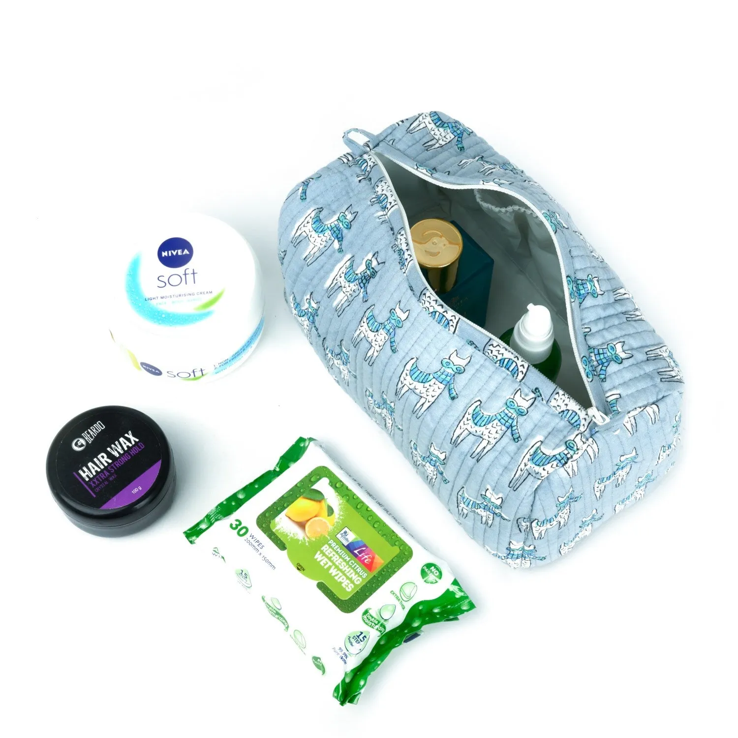 MOON WALK BY CAT QUILTED TOILETRY POUCH