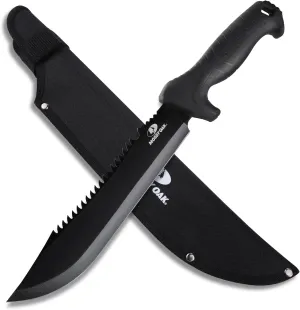 Mossy Oak Machete with Saw, 16" Sharp Machete with Sheath, Ergonomic No-Slip Handle, Machete for Bushcraft, Outdoor Hunting, Garden Cutting Small Trees and Yard Work