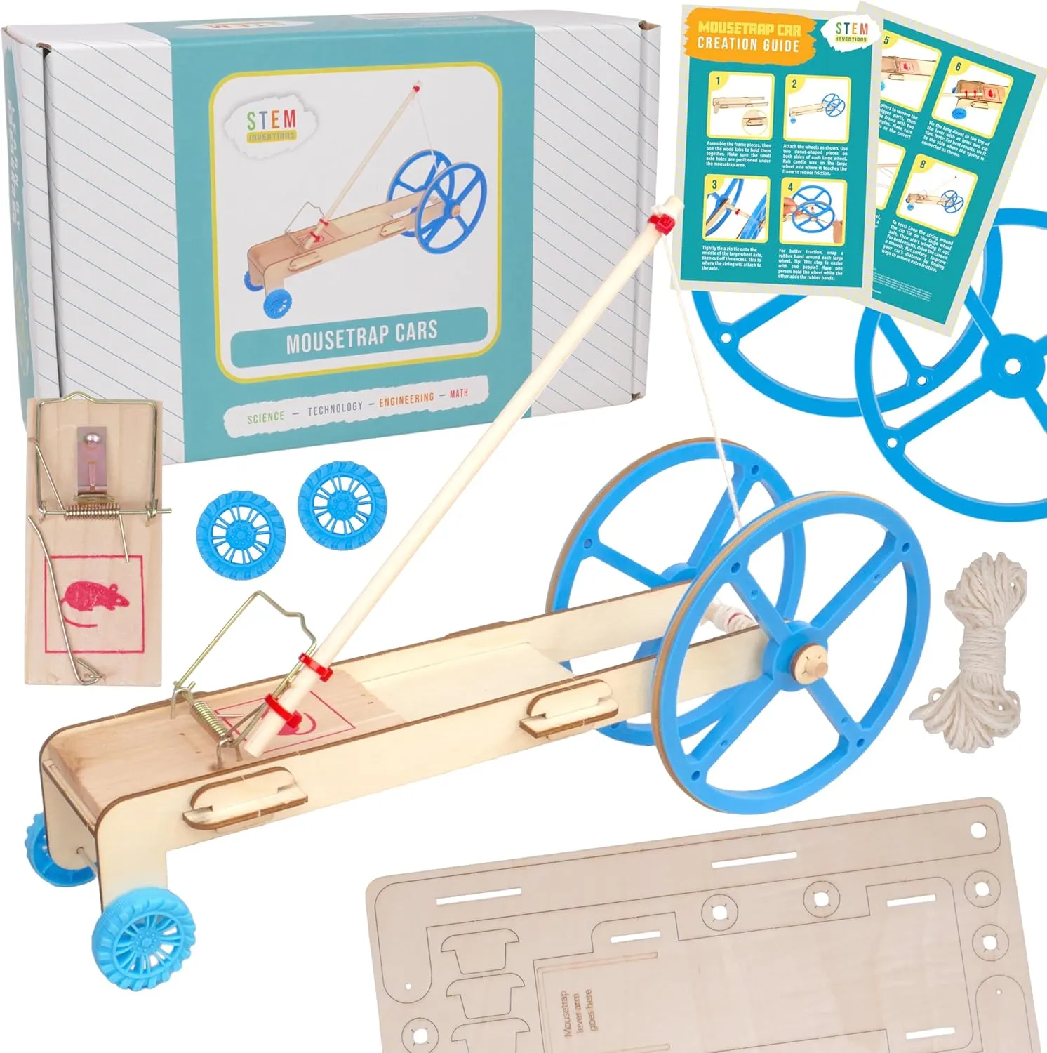 Mousetrap Car Kit 10 Pack – STEM Projects for Kids Ages 8–14, DIY Physics Car Kit for Classroom, Homeschool, Science Fair, Group Activities