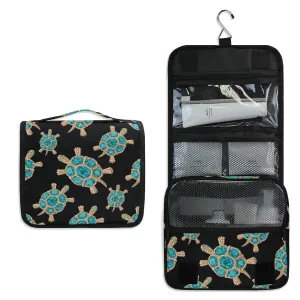 MOYYO Travel Hanging Toiletry Bag Sea Turtle with Blue Stones Cosmetic Makeup Bag Portable Cosmetic Pouch Waterproof Shower Bag Travel Organizer Case for Women Girls