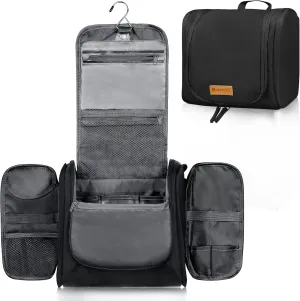 MULISOFT Toiletry Bag for Women and Men, Water-Resistant Travel Makeup Bag with Hanging Hook, Compact Travel Toiletry Organizer Bag