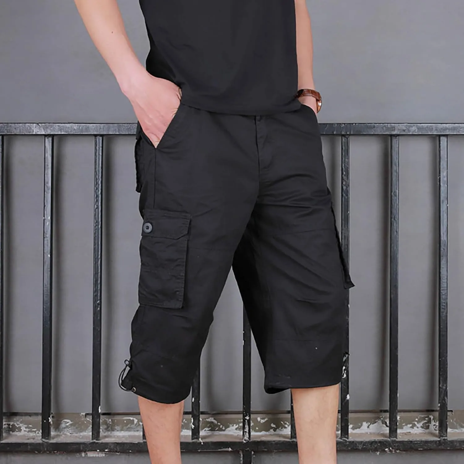 Muscularfit Men Cargo Pants Regular Fit Solid Cotton Multi Pockets Tooling Shorts Casual Loose Outdoor Sports Sweatpants 2023