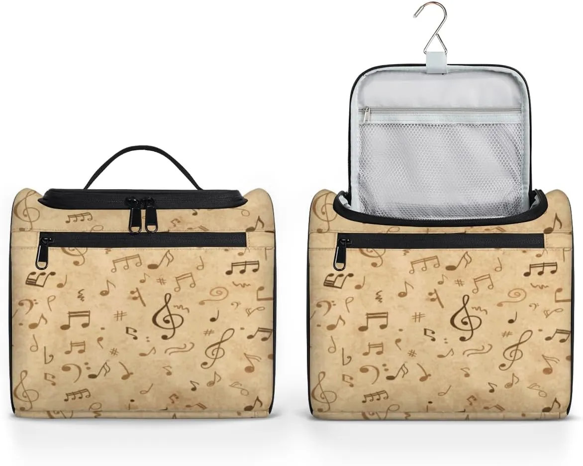Music Notes Hanging Toiletry Bag for Men Women Travel Cosmetic Makeup Organizer Bag Water Resistant Large Portable Wash Case for Accessories, Toiletries, Cosmetics