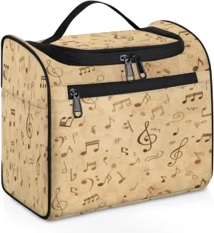 Music Notes Hanging Toiletry Bag for Men Women Travel Cosmetic Makeup Organizer Bag Water Resistant Large Portable Wash Case for Accessories, Toiletries, Cosmetics