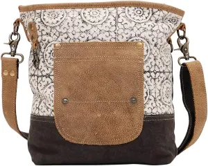 Myra Bag Pivot Upcycled Canvas & Leather Shoulder Bag S-1445