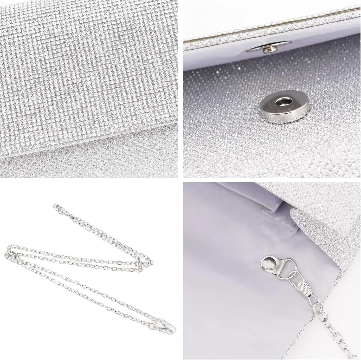 Naimo Flap Dazzling Clutch Bag Evening Bag With Detachable Chain