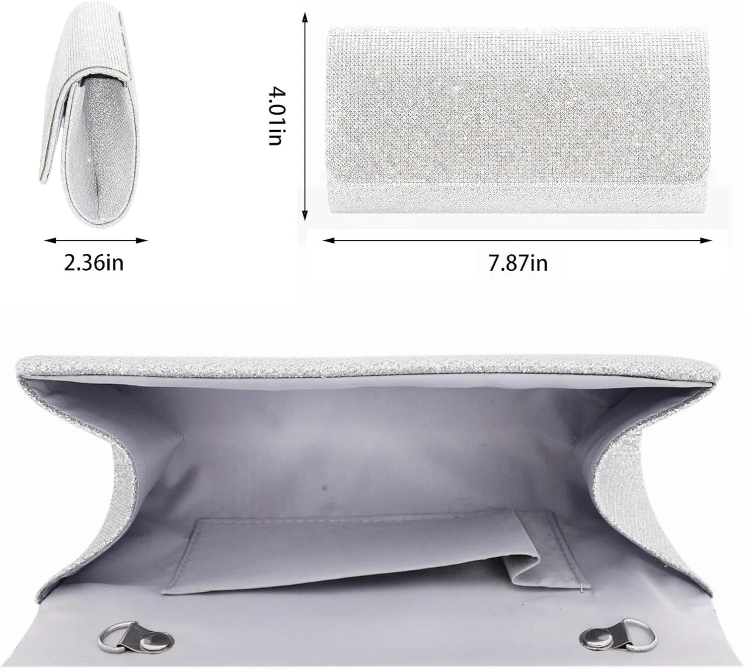 Naimo Flap Dazzling Clutch Bag Evening Bag With Detachable Chain