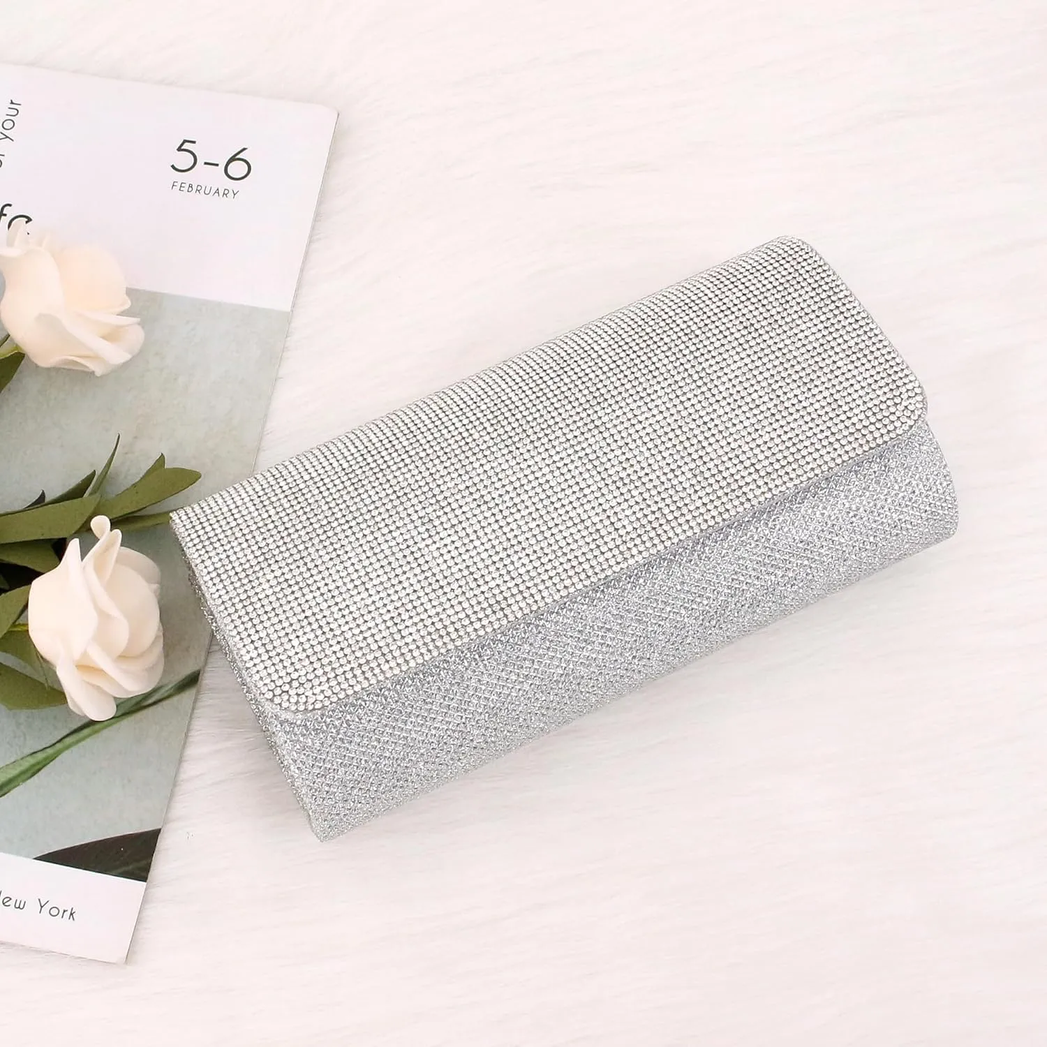 Naimo Flap Dazzling Clutch Bag Evening Bag With Detachable Chain