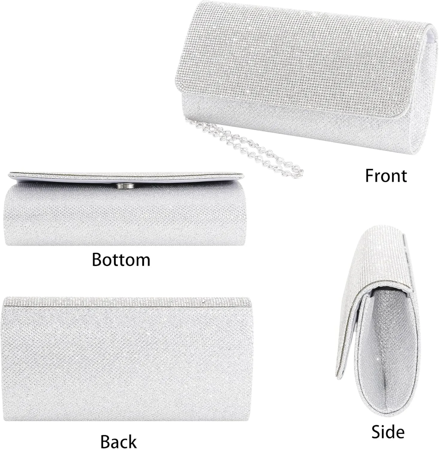 Naimo Flap Dazzling Clutch Bag Evening Bag With Detachable Chain
