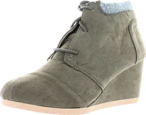 Nature Breeze Willow-01 Women's Black Lace Up Faux Leather Ankle Wedge Boots