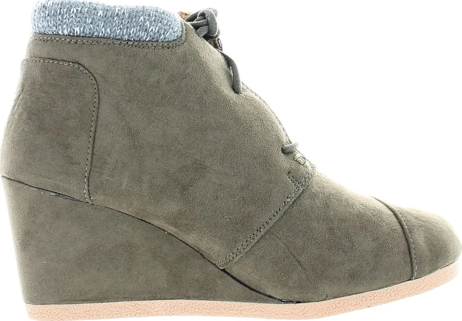 Nature Breeze Willow-01 Women's Black Lace Up Faux Leather Ankle Wedge Boots