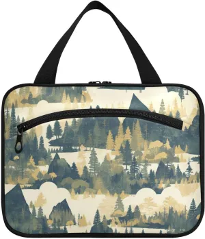 Nature Mountain Landscape Design Pastel Color hanging travel bags for women with hook, designer washable shaving kit bag for men for women traveling trip estuche para guardar maquillaje L